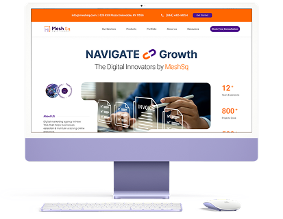 Custom startup website preview on a desktop